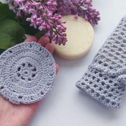 crochet face scrubbies, crochet soap saver, crochet soap holder, face scrubby pattern, crochet pattern