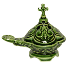 Church Hand-made Porcelain Incense Burner. undefined "slavic" With Colored Glaze, Hand Made In Russia