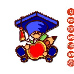 Layered gnome student svg for cricut , back to school DXF