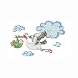 children's metric. birth announcement. cross stitch machine embroidery design.