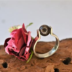 Silver ring with bronzite. Bronzite ring for her