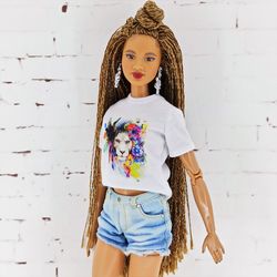 Light Blue Denim Shorts for Barbie Doll with a regular body type (Made to Move, BMR1959, Barbie Looks)