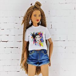 Dark Blue Denim Shorts for Barbie Doll with a regular body type (Made to Move, BMR1959, Barbie Looks).