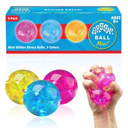 Power Your Fun Arggh Mini Glitter Stress Balls for Adults and Kids - 3pk