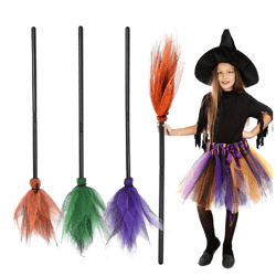 Halloween Party Witch Broom Kids Plastic Cosplay Flying Broomstick Props For Masquerade Halloween Cosplay Costume Access