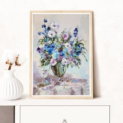 meadow flowers painting bouquet original art flowers oil paintin canvas wall art