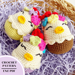 Crochet Chicken Easter Egg pattern. Amigurumi chicken decor pattern
