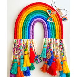 large macrame, Hippie rainbow. Large size 15"*24". Guardian and protector of the home.