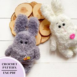 Crochet plush bunny pattern. Amigurumi animal toy PDF.
