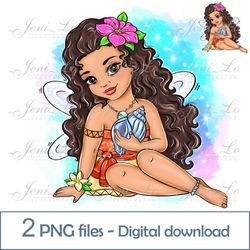 Baby Fairy Tropical 2 PNG files Little Princess Clipart Sublimation Baby Polynesia Princess design island girl Download