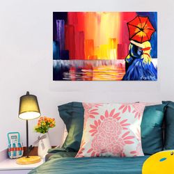 couple painting umbrella original art love painting acrylic small painting 8 by 11 by myrikart