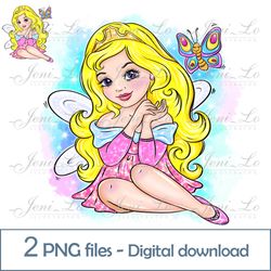 Baby Fairy 2 PNG files Little Princess Clipart Sublimation Baby Sleeping Princess design Beautiful girl Digital Download