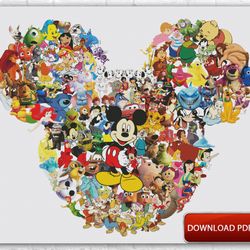 Mickey Mouse Cross Stitch Pattern / Disney Cross Stitch Chart / Cartoon PDF Cross Stitch Pattern / Printable PDF Pattern
