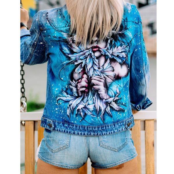 hand painted women jacket-jean jacket-denim jacket-girl fabric clothing-designer art-wearable art-custom clothes 1.jpg