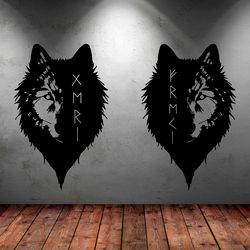 Scandinavian Mythology The Wolves Of Odin Geri And Freki Wall Sticker Vinyl Decal Mural Art Decor