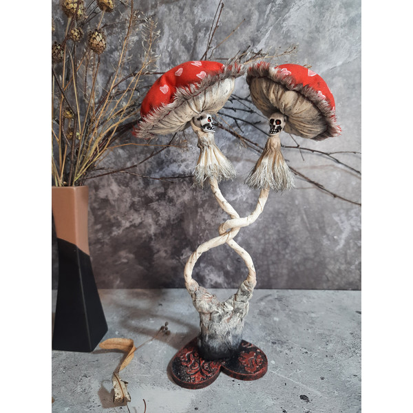 valentine decorative mushrooms with skulls