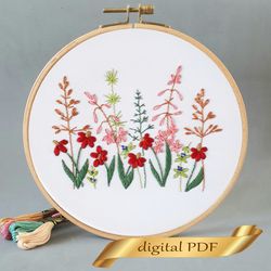 Wild flowers pattern PDF hand embroidery DIY, Floral design