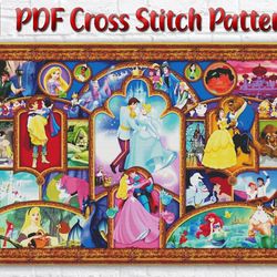 Disney Cross Stitch Pattern / Mickey Mouse Cross Stitch Chart / Princess Cross Stitch Pattern / Stained Glass Pattern