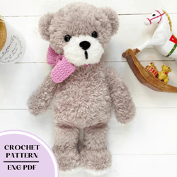 Crochet teddy Bear pattern toys. Amigurumi plush bear animal.