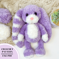 Crochet plush bunny pattern. Amigurumi animals bunny toy pdf.