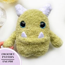 Crochet pattern monster toy. Amigurumi plush stuffeed toy.