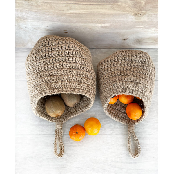 hanging fruit and vegetable basket-crochet jute storage