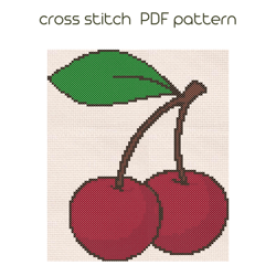 Cherry cross stitch PDF pattern Easy Kids cross stitch /98/