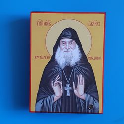 St Gabriel Urgebadze icon made of wood 3.4x4.7" contains piece of the ground from His grave