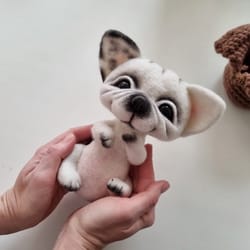 needle felted dog, animal felt art doll, puppy wool toy