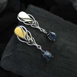sterling silver petersite earrings wire wrap earrings stud earrings handmade jewelry