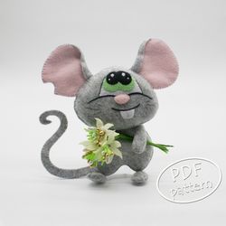 Mouse sewing pattern, Felt mouse easy sewing tutorial, Stuffed mouse PDF pattern, Plushie pattern, Animals pattern DIY