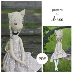 Doll dress pattern - making soft doll cat - pdf digital file