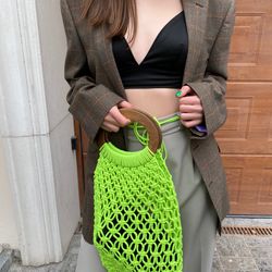 Custom handle tote bag Hand-woven tote Net Bag Macrame Bag