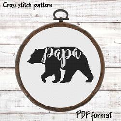 Papa bear cross stitch pattern PDF, Modern cross stitch pattern, animals cross stitch picture, easy cross stitch design