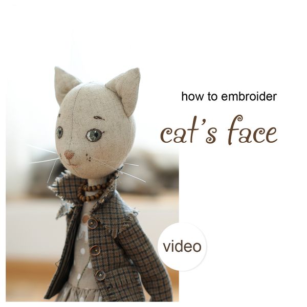 How to embroider doll cat's face - video tutorial & face pat - Inspire  Uplift