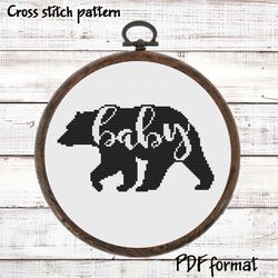 Baby bear cross stitch pattern PDF, Modern cross stitch pattern, animals cross stitch picture, easy cross stitch design