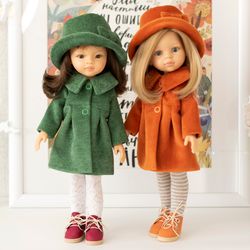 Coat and hat for Paola Reina dolls, Siblies, Corolle, Little Darling, outerwear for 13-inch dolls, set doll clothing