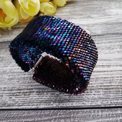 Seed Bead Crochet Bracelet , Multicolored Decoration Bead Bracelet