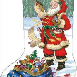 Digital - Vintage Cross Stitch Pattern - Christmas Stocking - PDF