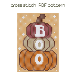 Pumkin cross stitch Halloween Boo Sampler Cross Stitch for beginner Pattern PDF /102/