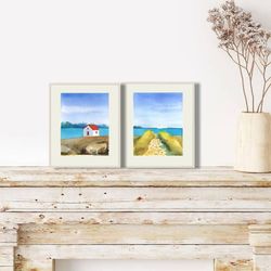 Lake Painting Landscape Original Artwork Small Set Watercolor  6" by 8" by ArtMadeIra