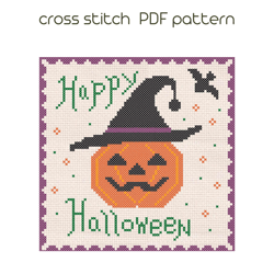Happy Halloween Sampler Cross Stitch Pattern PDF Pumkin cross stitch /105/