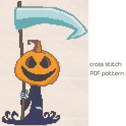 Halloween Funny Pumpkin Easy cross stitch pattern Digital File Instant Download /107/