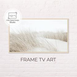 samsung frame tv art | 4k nature white grass field landscape art for the frame tv | digital art frame tv | neutral color