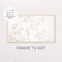 Samsung Frame TV Art | Abstract Macro Blurry Minimalist White Flowers Art For The Frame TV | Digital Art Frame Tv