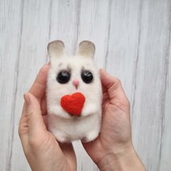 Bunny toy is felted animal, symbol gift 2023. Baby nursery decor, Easter bunny decor