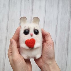 bunny toy is felted animal, symbol gift 2023. baby nursery decor, easter bunny decor