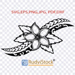 Polynesian flower tattoo. Tattoo Svg. Polynesian Svg Tattoo Flowers Design