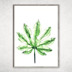 Green Leaves Wall Pictures, Watercolor painting printable, Bedroom wall decor, Botanical Plant Wall Art, Boho Prints
