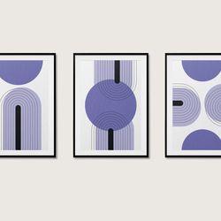 Set of 3 Geometric Rainbow Prints | Very Peri Posters | Mid Century Minimalist Wall Art | Digital Download
